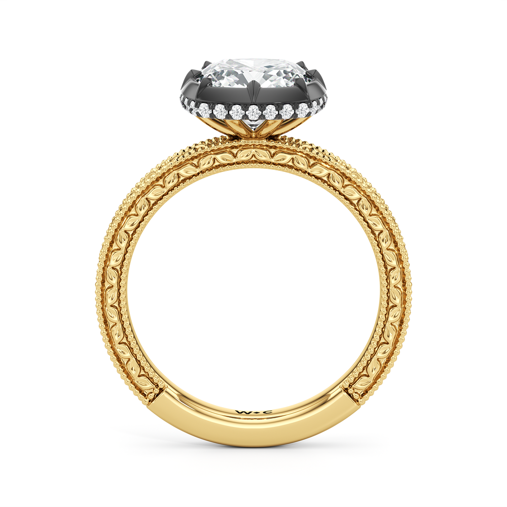 The Aurore Engagement Ring with Cushion Cut Diamond in 14KT Yellow & Black Gold view 2
