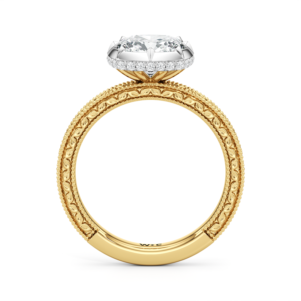 The Aurore Engagement Ring with Cushion Cut Diamond in 14KT Yellow & White Gold view 2
