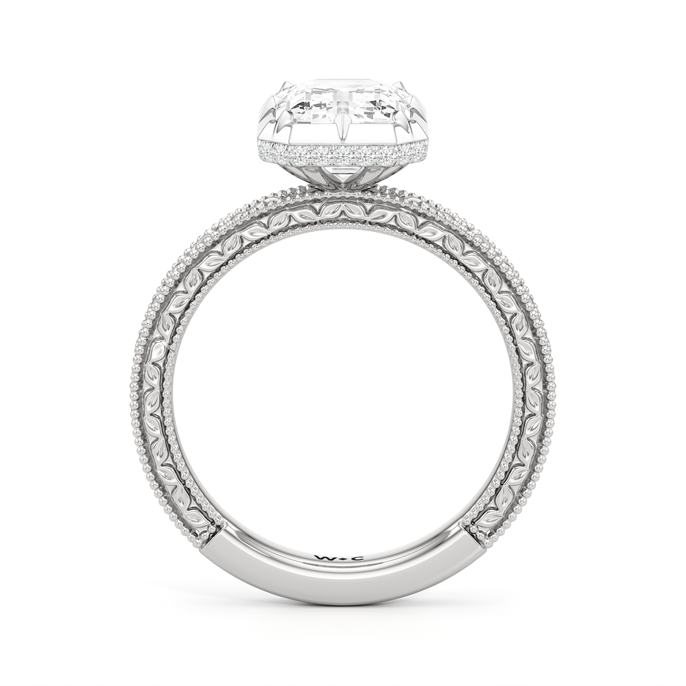 The Seraphine Bezel Ring with Emerald Cut Diamond in 14KT Platinum view 3
