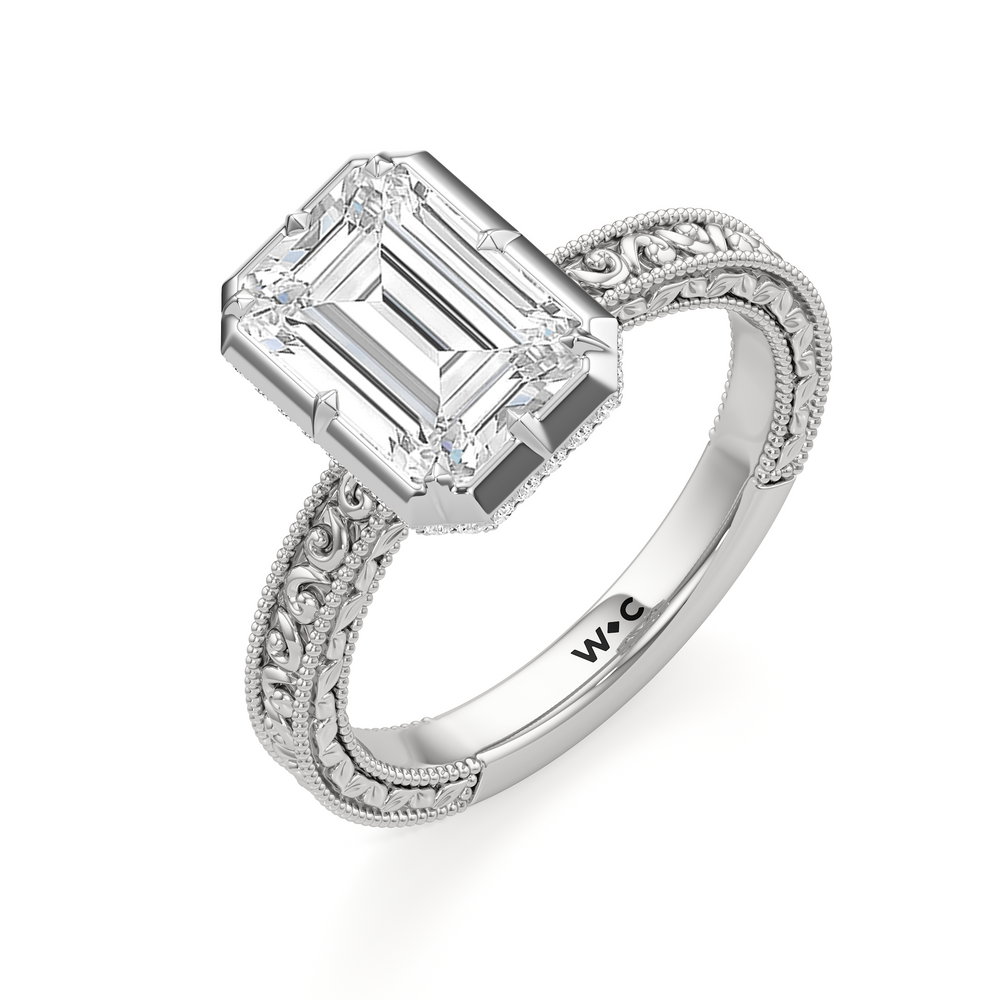 The Aurore Engagement Ring with Emerald Cut Diamond in 14KT Platinum view 4
