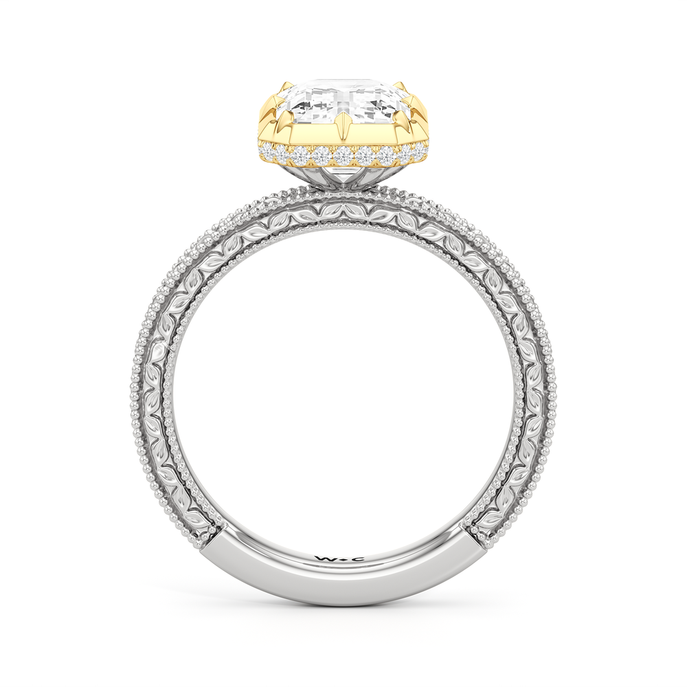 The Aurore Engagement Ring with Emerald Cut Diamond in 14KT White & Yellow Gold view 2
