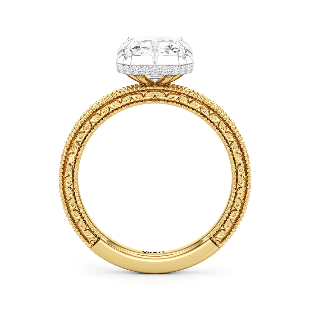 The Aurore Engagement Ring with Emerald Cut Diamond in 14KT Yellow & White Gold view 2
