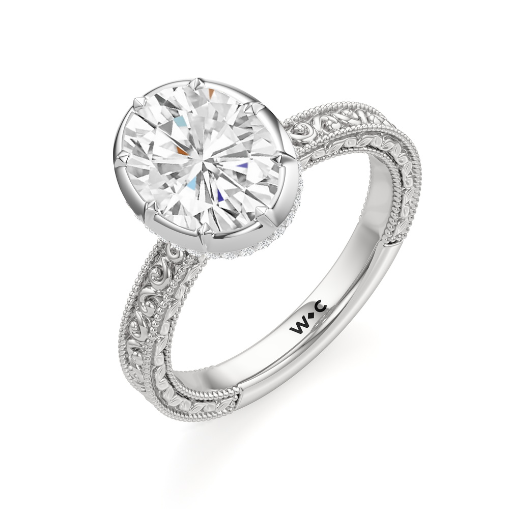 The Aurore Engagement Ring with Oval Cut Diamond in 14KT Platinum view 4
