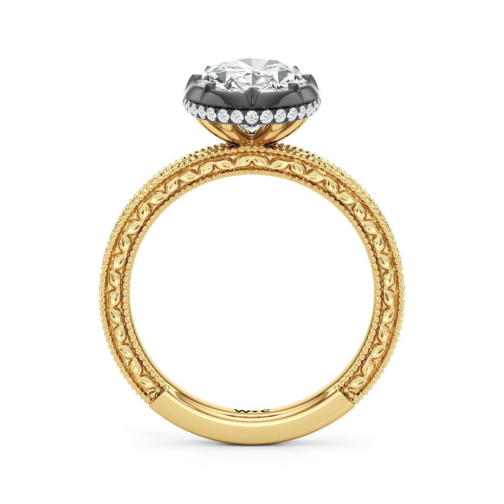 The Aurore Engagement Ring with Oval Cut Diamond in 14KT Yellow & Black Gold view 3
