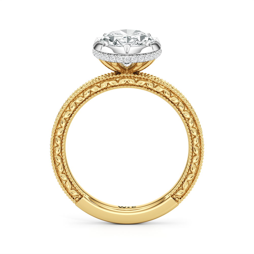 The Aurore Engagement Ring with Oval Cut Diamond in 14KT Yellow & White Gold view 3
