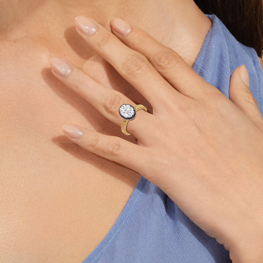 Model Wearing The Aurore Engagement Ring view