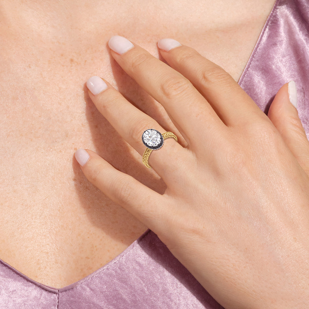 Model Wearing The Aurore Engagement Ring view