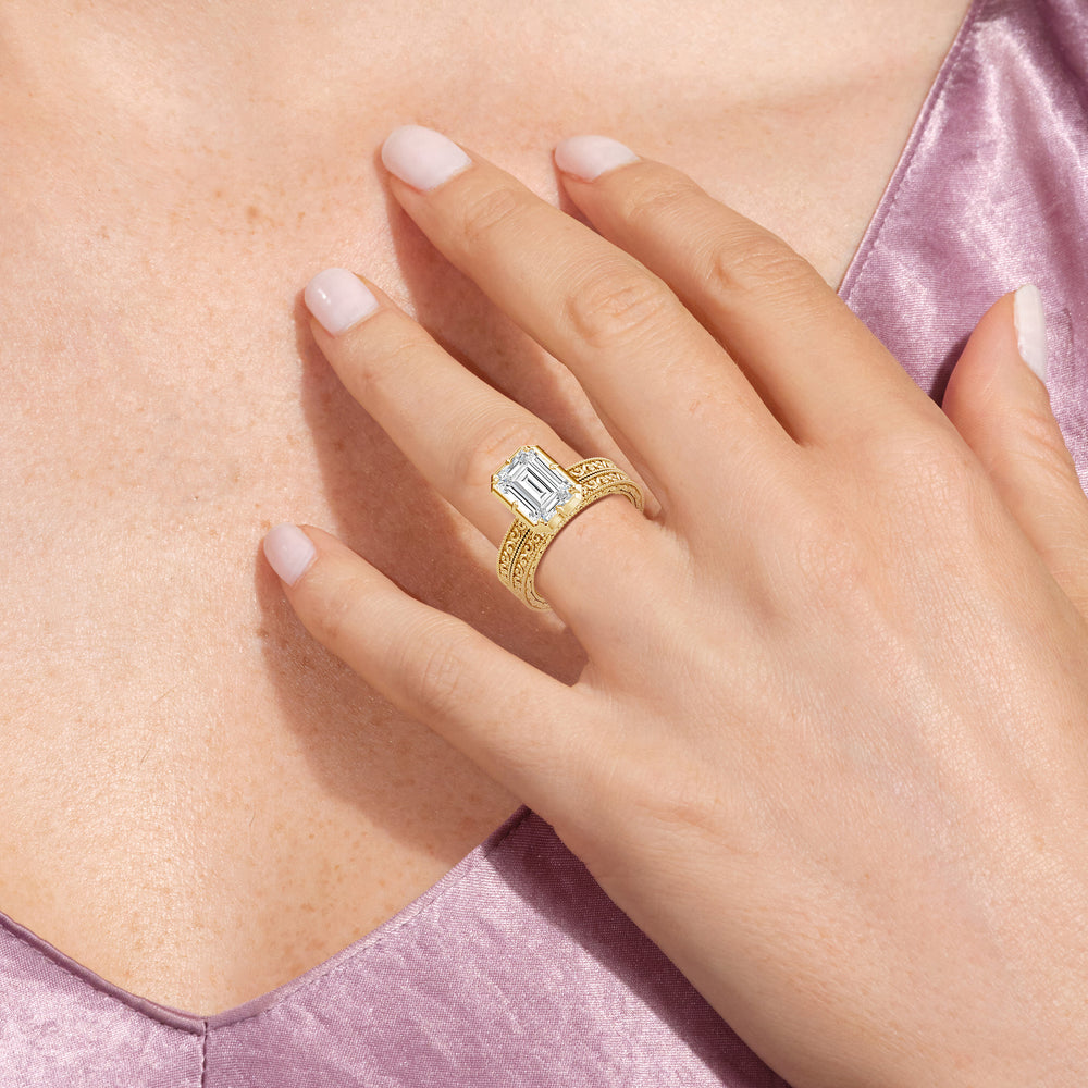 Model Wearing The Aurore Wedding Band view