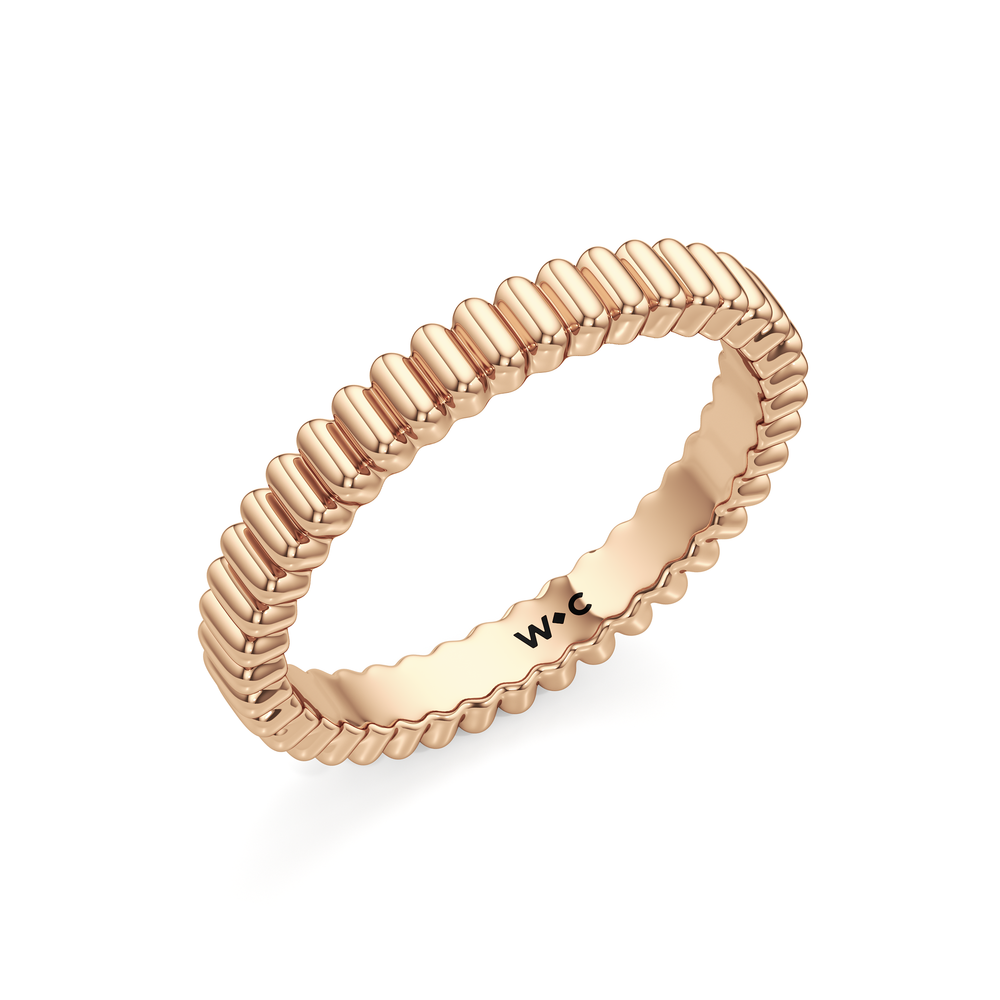Solrae Textured Solitaire Wedding Band with 18KT Rose Gold Cut Diamond in 14KT Rose Gold view 4
