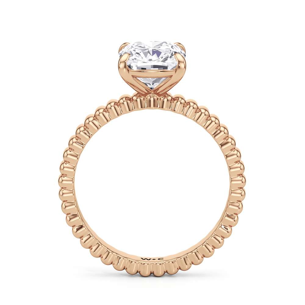 Solrae Textured Solitaire Engagement Ring with Cushion Cut Diamond in 14KT Rose Gold view 2
