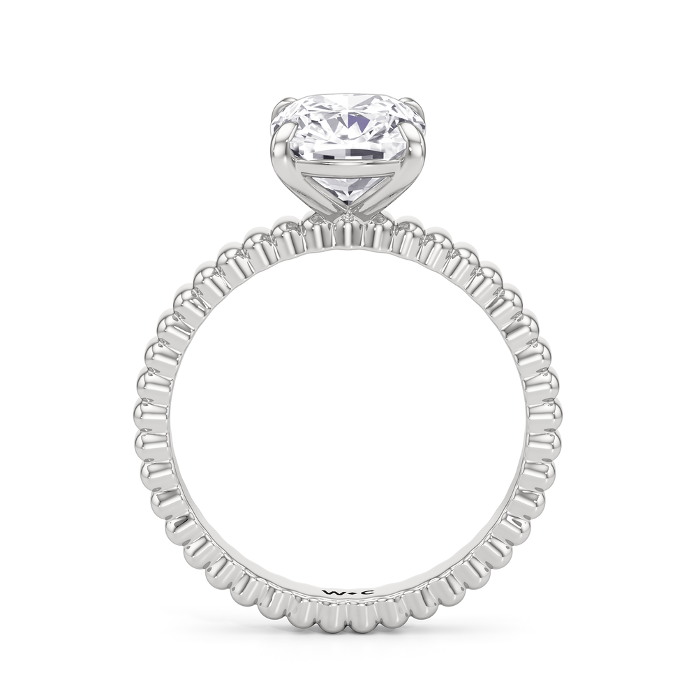 Solrae Textured Solitaire Engagement Ring with Cushion Cut Diamond in 14KT Platinum view 2
