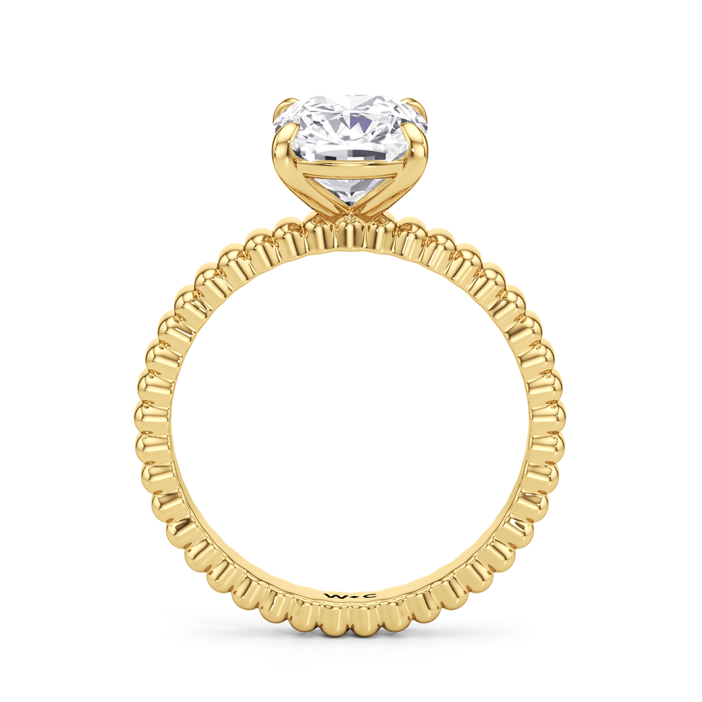 Solrae Textured Solitaire Engagement Ring with Cushion Cut Diamond in 14KT Yellow Gold view 2
