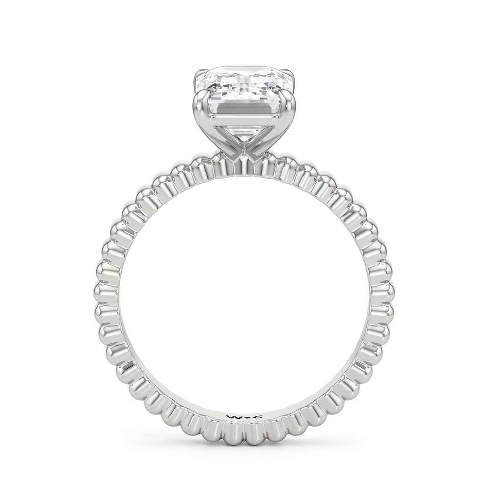 Solrae Textured Solitaire Engagement Ring with Emerald Cut Diamond in 14KT Platinum view 2
