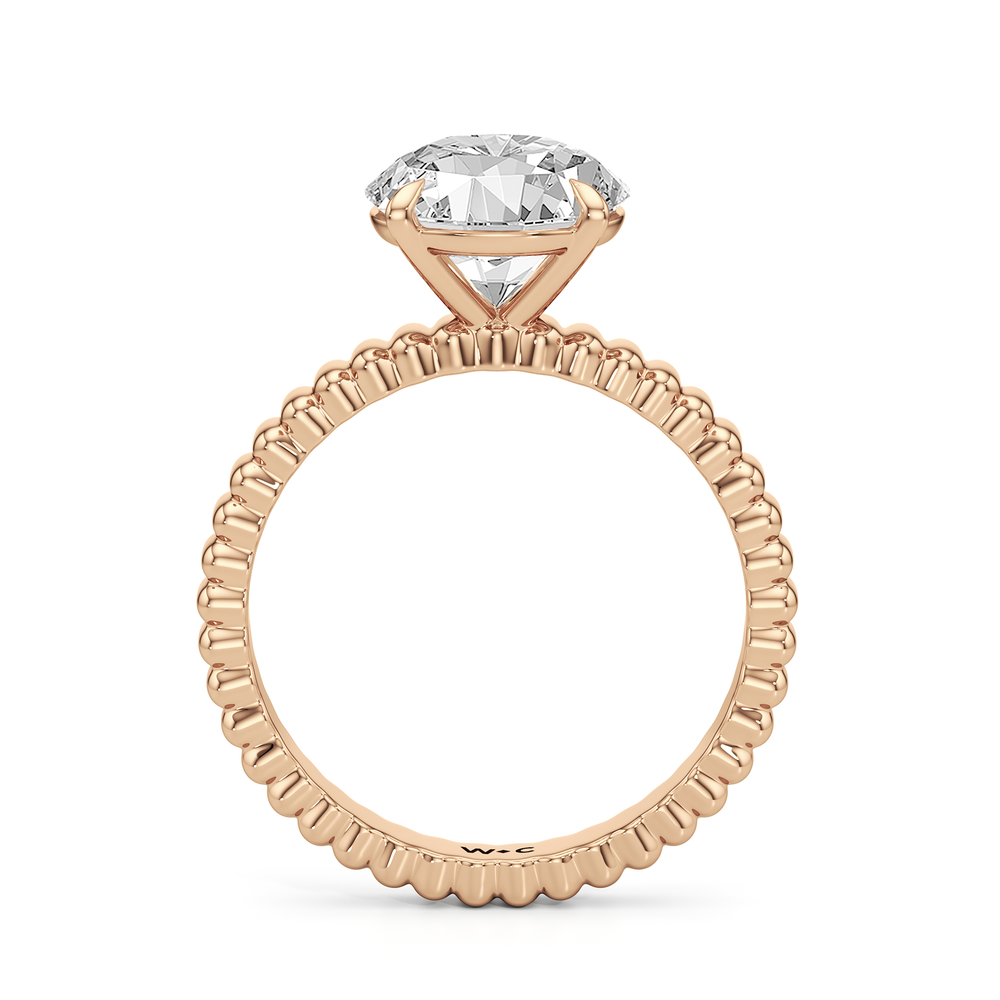 Solrae Textured Solitaire Engagement Ring with Round Cut Diamond in 14KT Rose Gold view 2
