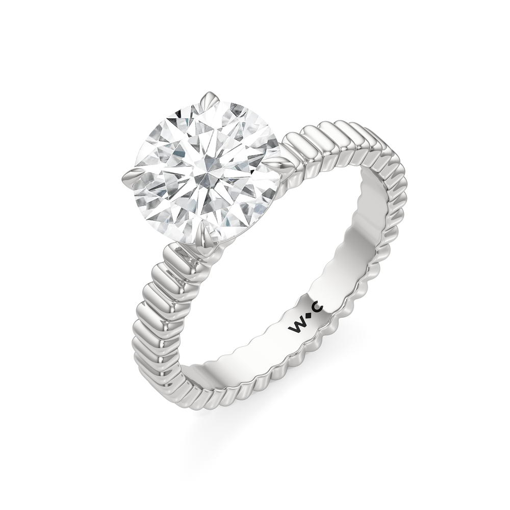 Solrae Textured Solitaire Engagement Ring with Round Cut Diamond in 14KT Platinum view 3
