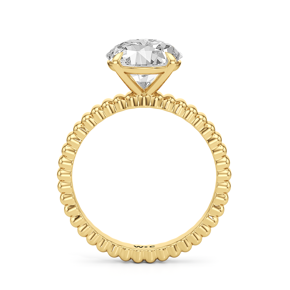 Solrae Textured Solitaire Engagement Ring with Round Cut Diamond in 14KT Yellow Gold view 2
