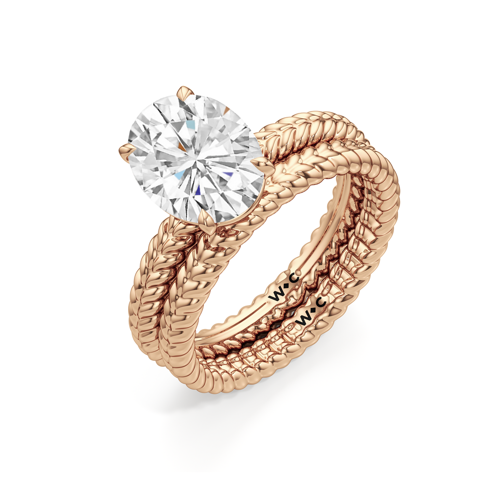 Faye Braided Engagement Ring with Oval Cut Diamond in 14KT Rose Gold view 4
