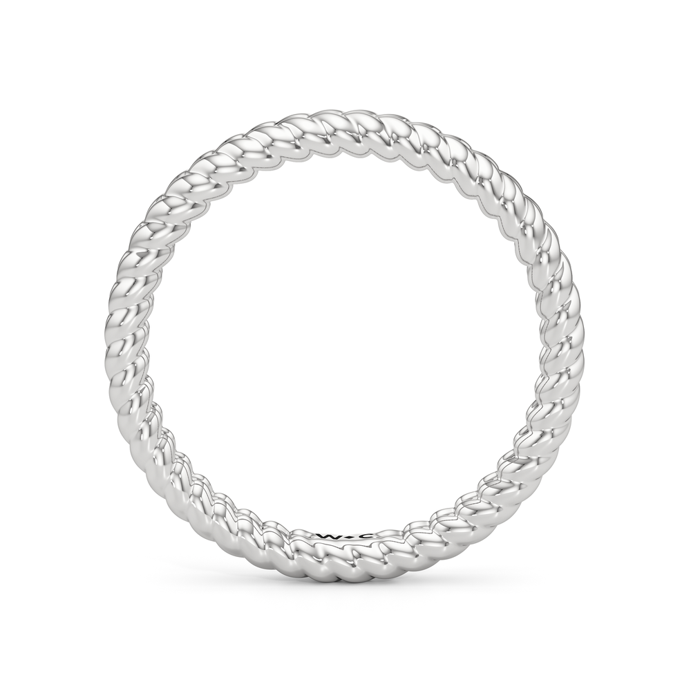 Faye Braided Wedding Band with Platinum Cut Diamond in 14KT Platinum view 2
