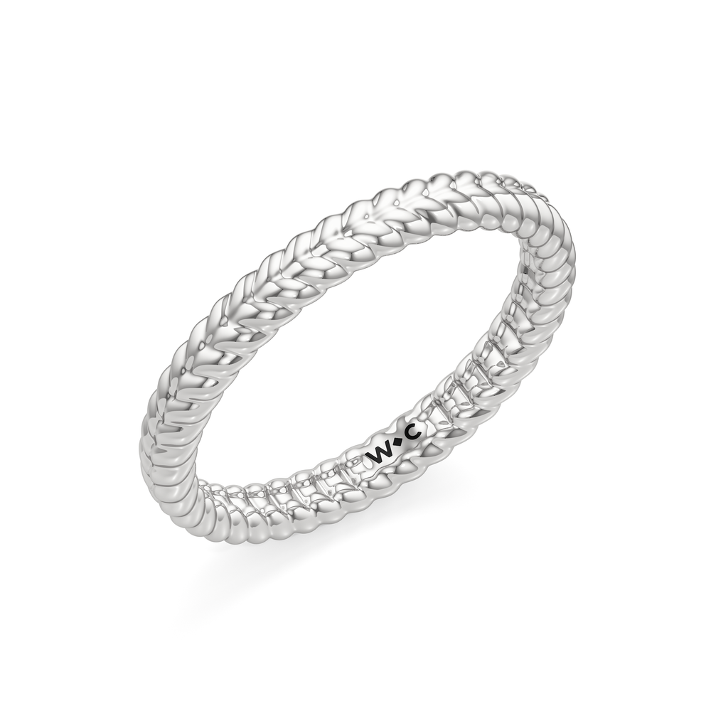 Faye Braided Wedding Band with Platinum Cut Diamond in 14KT Platinum view 4
