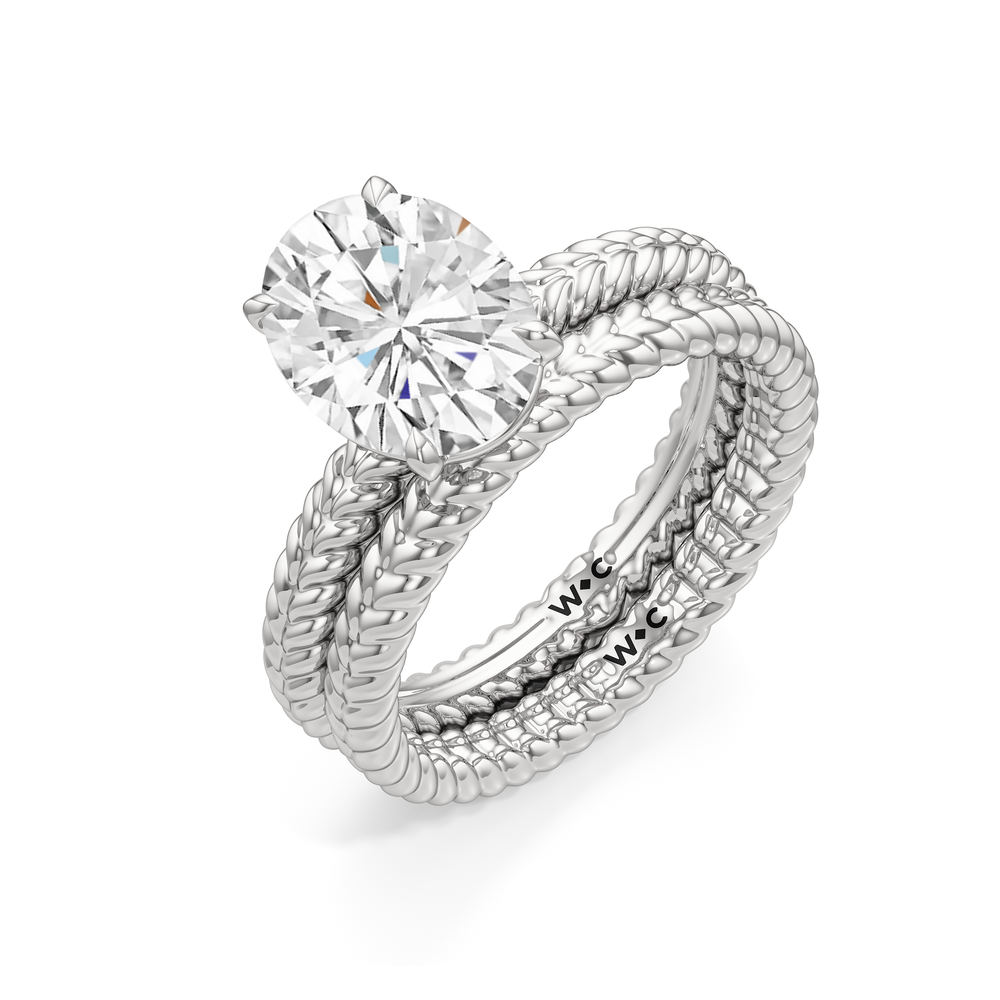 Faye Braided Wedding Band with Platinum Cut Diamond in 14KT Platinum view 3
