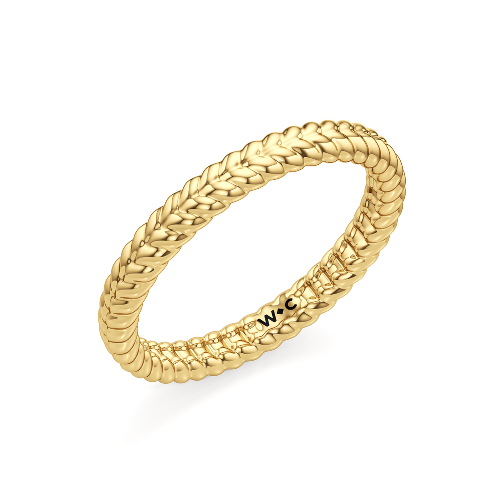Faye Braided Wedding Band with 18KT Yellow Gold Cut Diamond in 14KT Yellow Gold view 4
