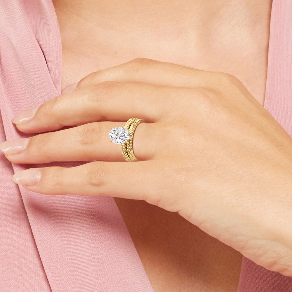 Model Wearing Faye Braided Wedding Band view