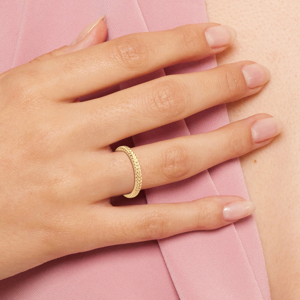 Model Wearing Faye Braided Wedding Band view