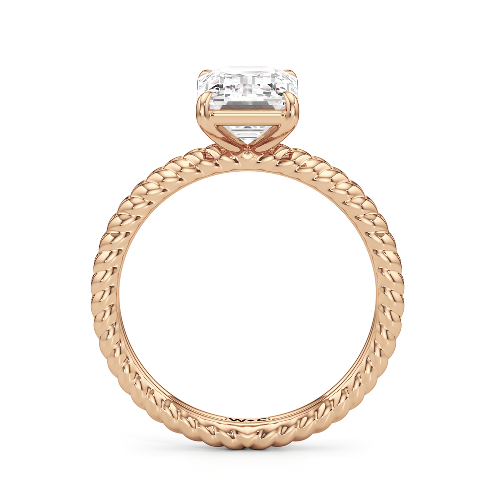 Faye Braided Engagement Ring with Emerald Cut Diamond in 14KT Rose Gold view 2
