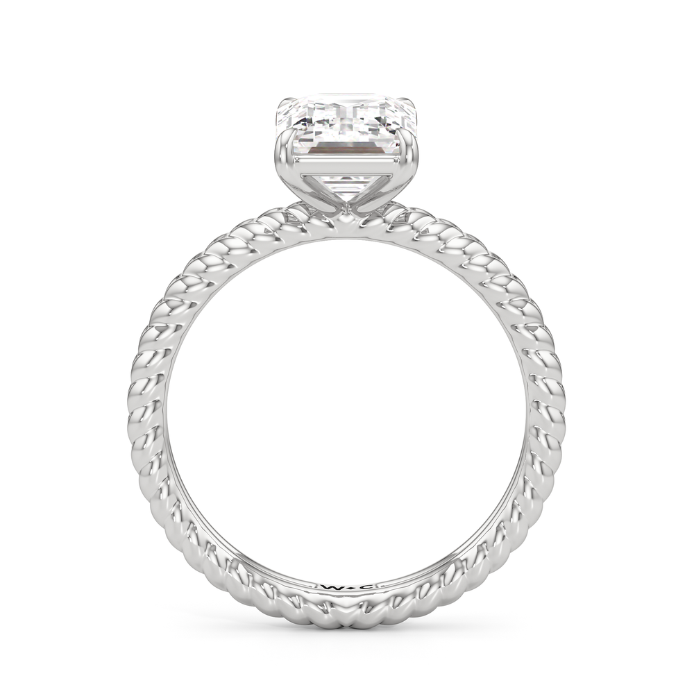 Faye Braided Engagement Ring with Emerald Cut Diamond in 14KT Platinum view 2

