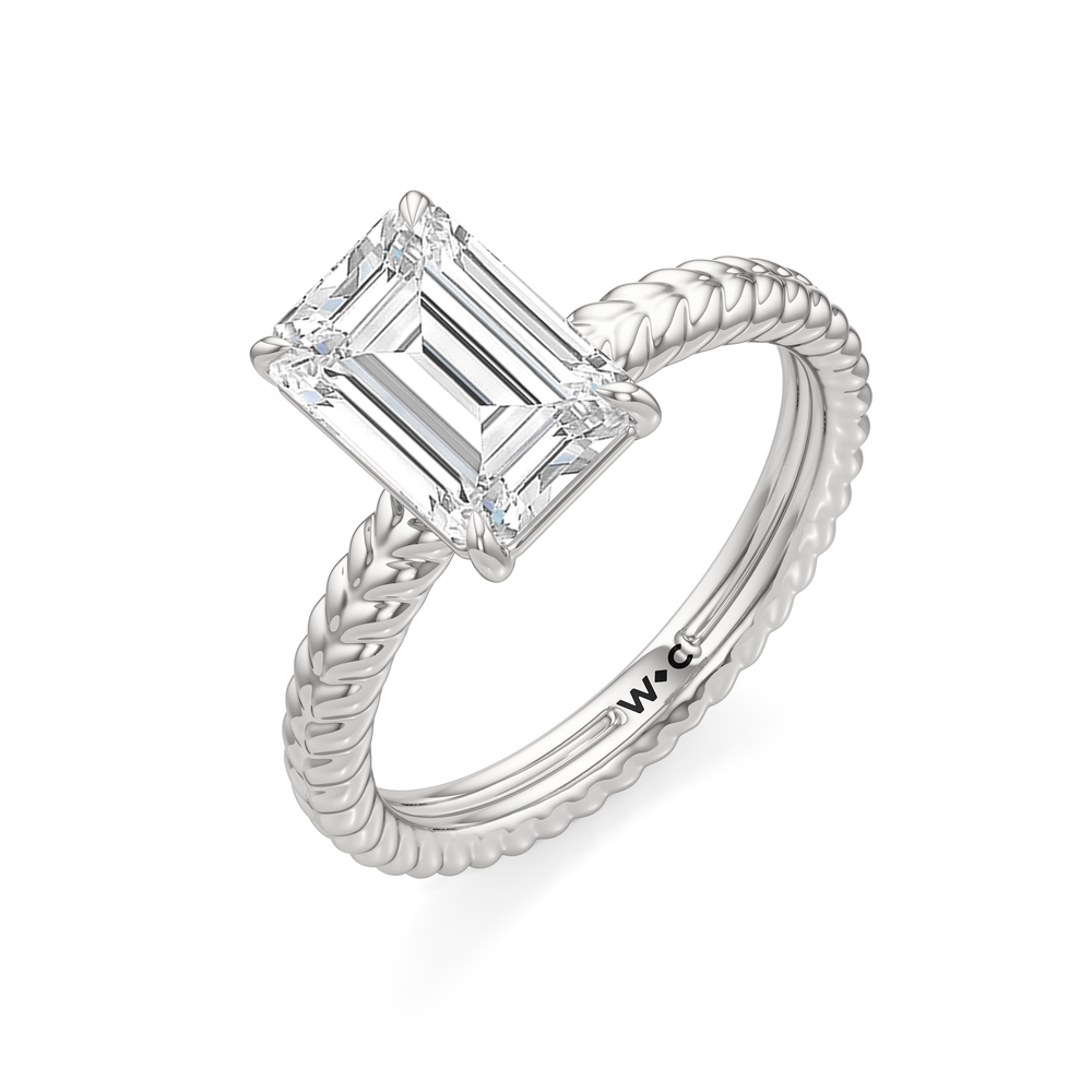 Faye Braided Engagement Ring with Emerald Cut Diamond in 14KT Platinum view 3
