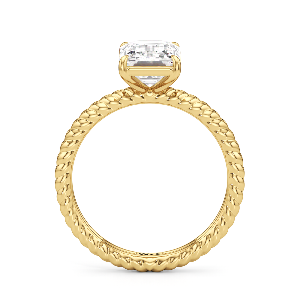 Faye Braided Engagement Ring with Emerald Cut Diamond in 14KT Yellow Gold view 2
