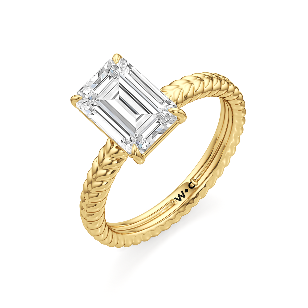 Faye Braided Engagement Ring with Emerald Cut Diamond in 14KT Yellow Gold view 3
