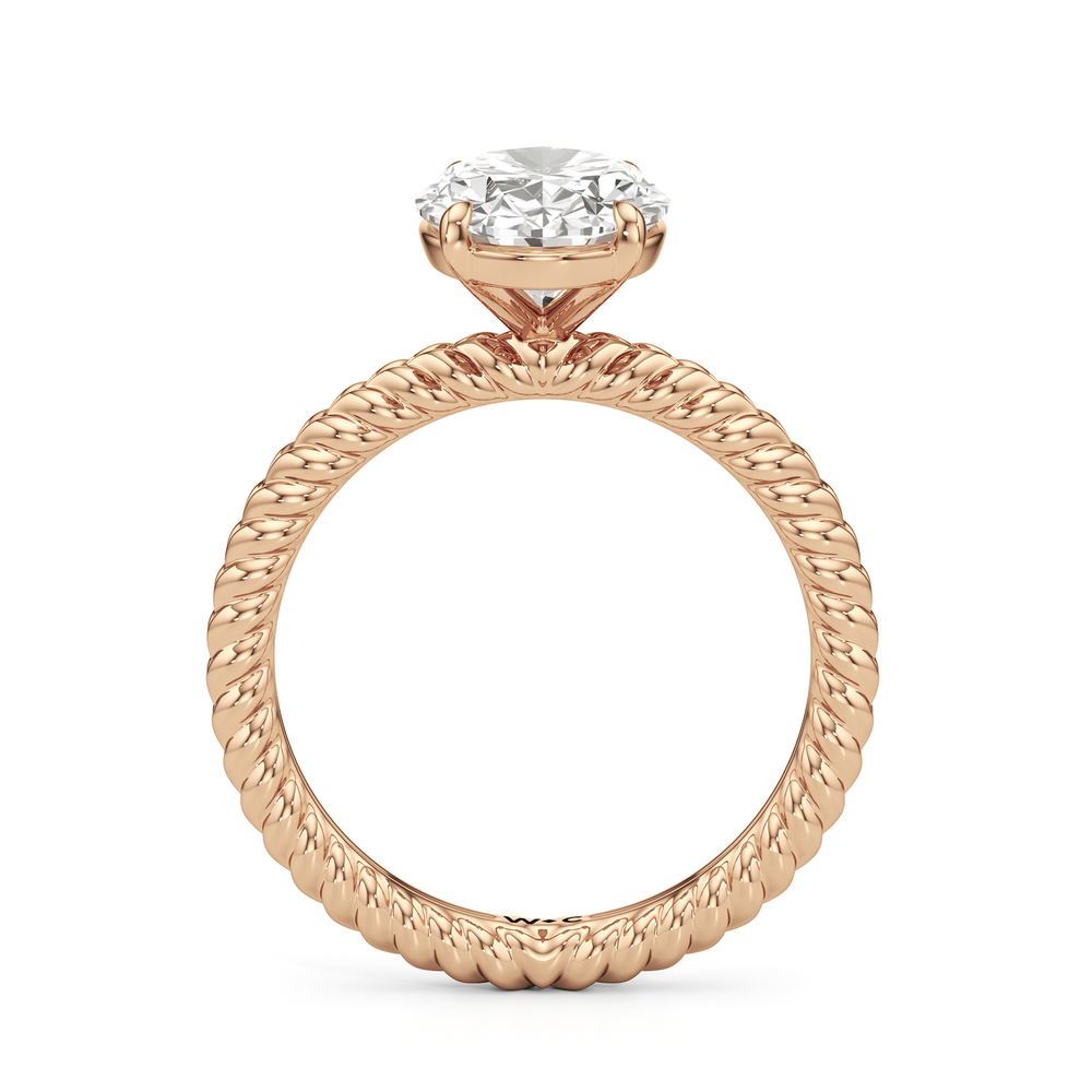 Faye Braided Engagement Ring with Oval Cut Diamond in 14KT Rose Gold view 2
