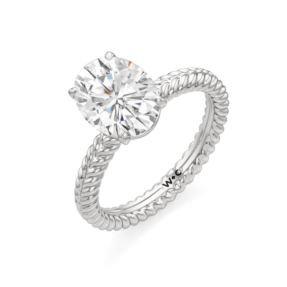 Faye Braided Engagement Ring with Oval Cut Diamond in 14KT Platinum view 3
