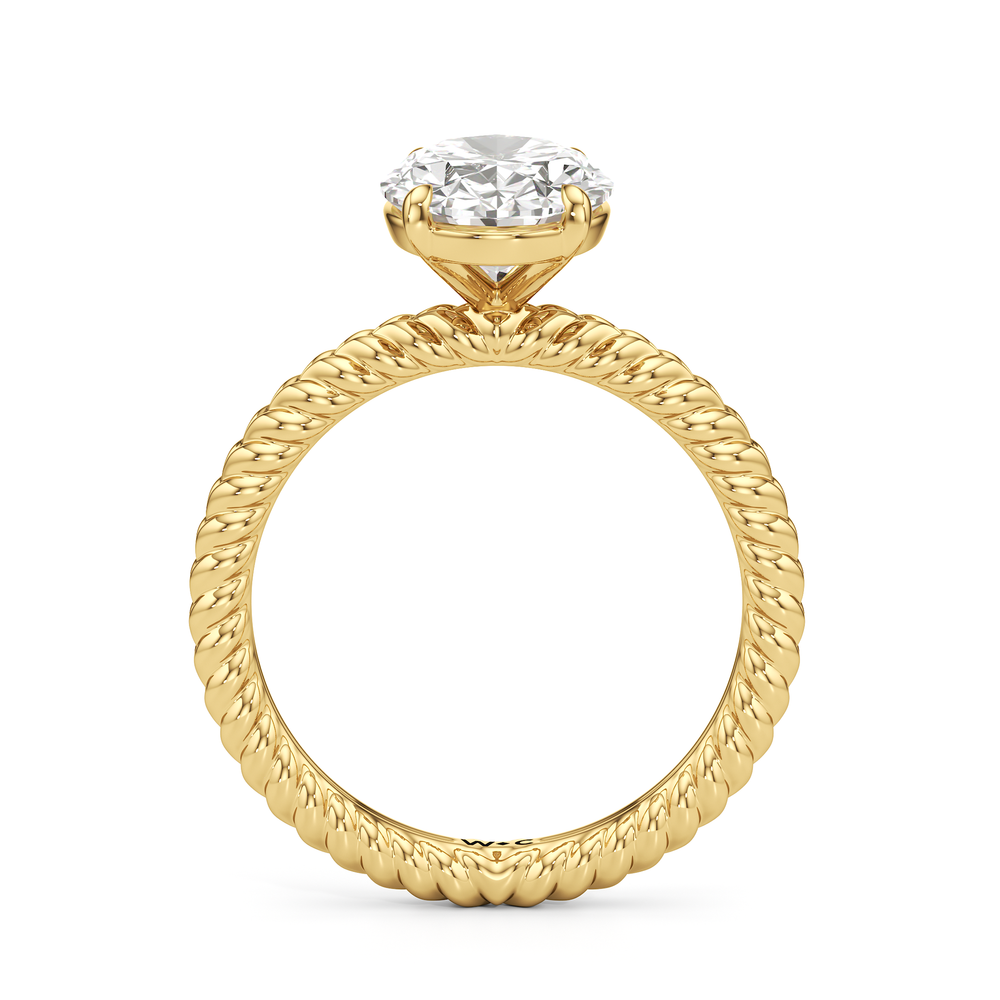 Faye Braided Engagement Ring with Oval Cut Diamond in 14KT Yellow Gold view 2
