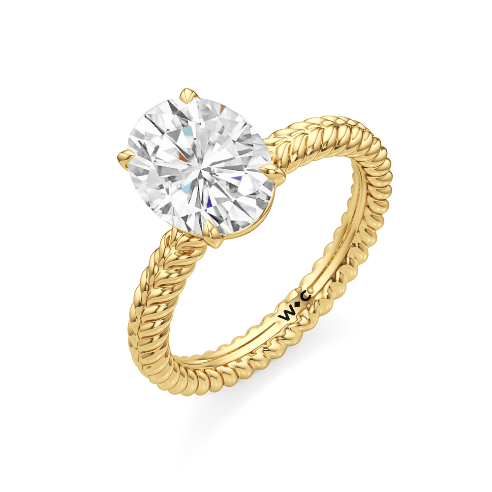 Faye Braided Engagement Ring with Oval Cut Diamond in 14KT Yellow Gold view 3
