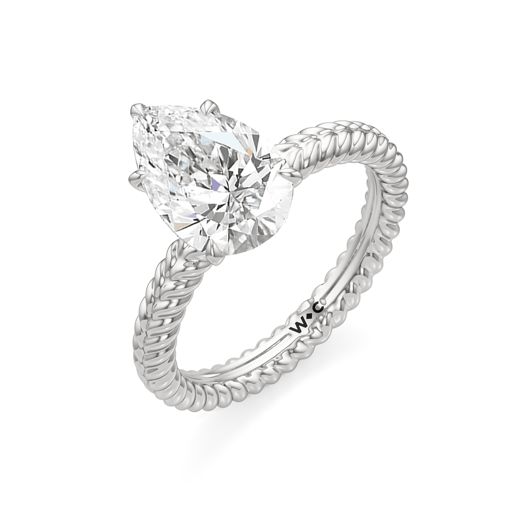 Faye Braided Engagement Ring with Pear Cut Diamond in 14KT Platinum view 3
