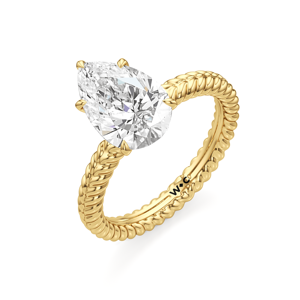 Faye Braided Engagement Ring with Pear Cut Diamond in 14KT Yellow Gold view 3
