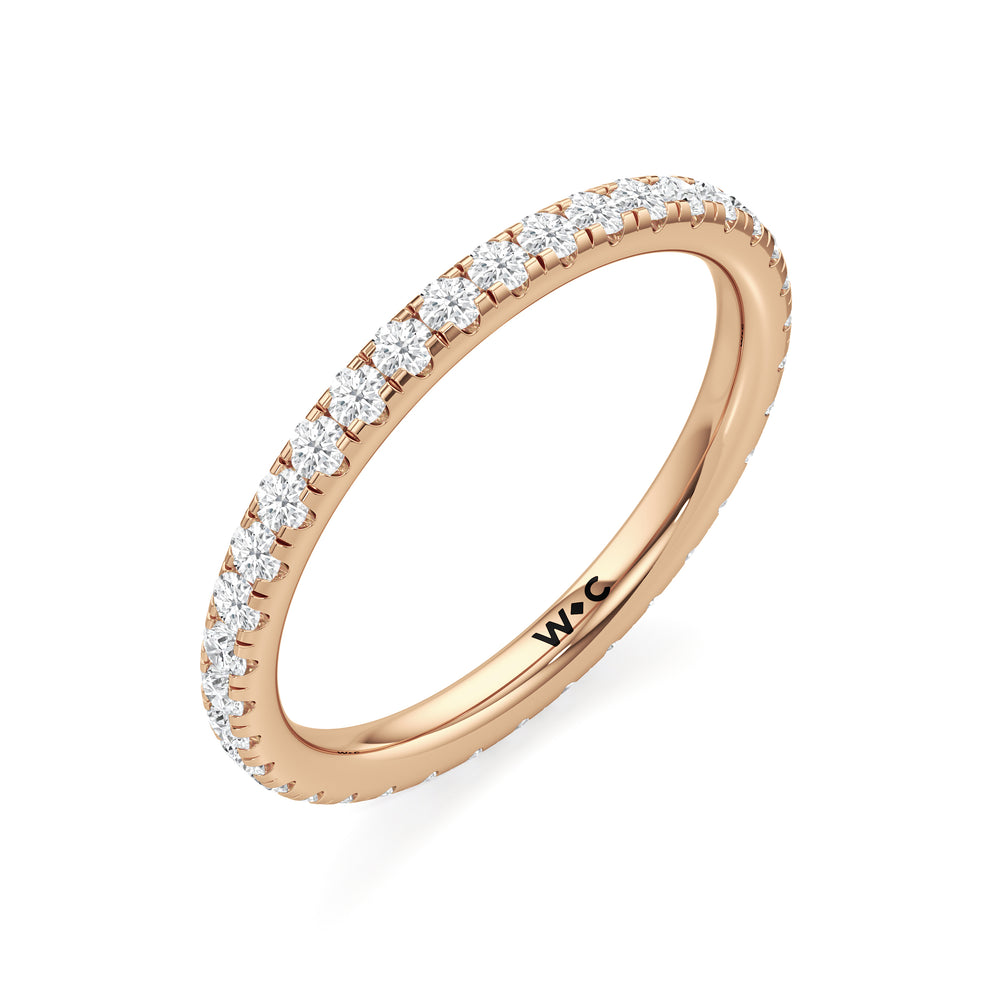 Eve Diamond Wedding Band with 18KT Rose Gold Cut Diamond in 14KT Rose Gold view 4
