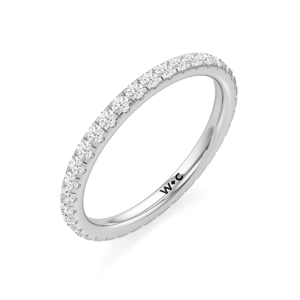 Eve Diamond Wedding Band with Platinum Cut Diamond in 14KT Platinum view 4
