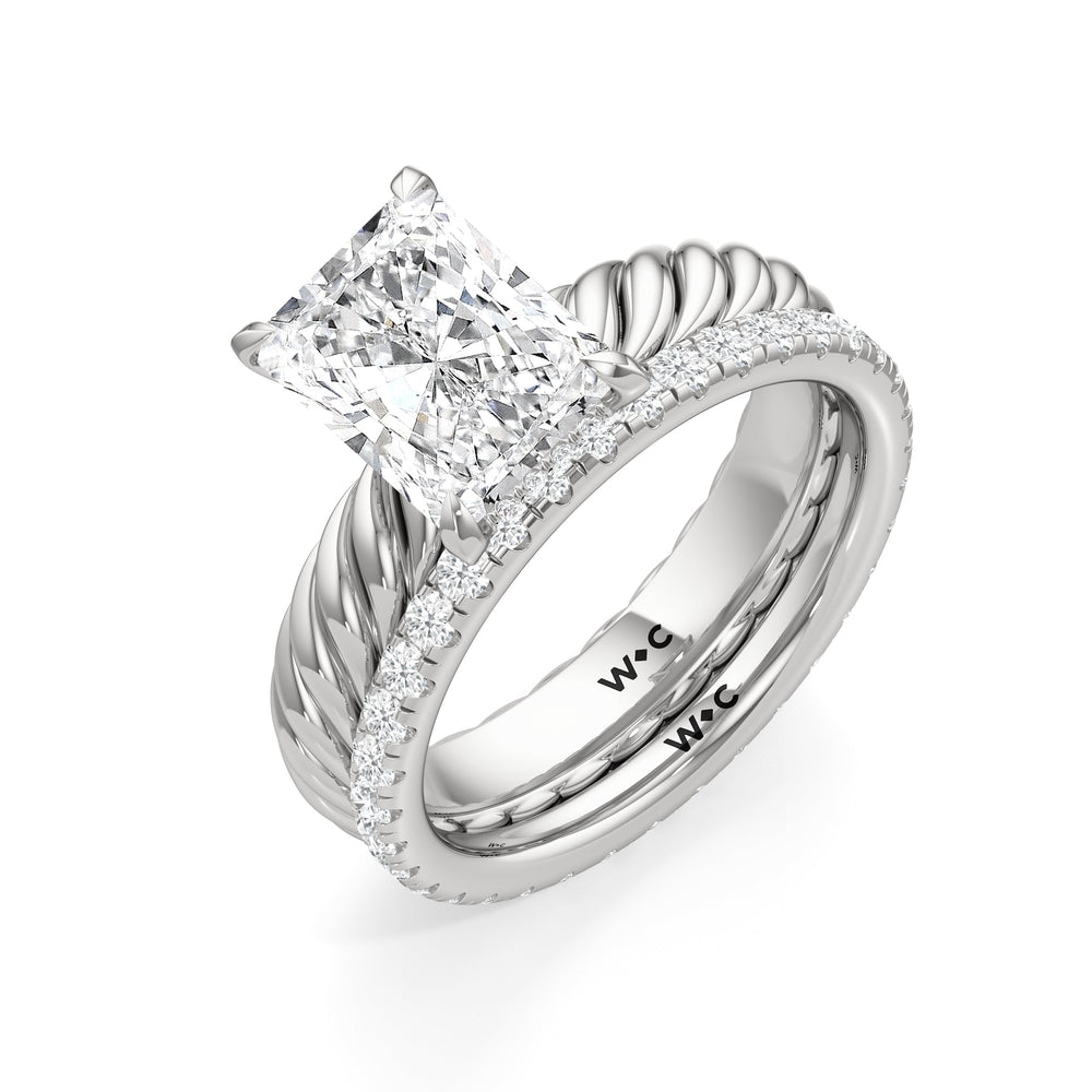 Eve Engagement Ring with Radiant Cut Diamond in 14KT Platinum view 4
