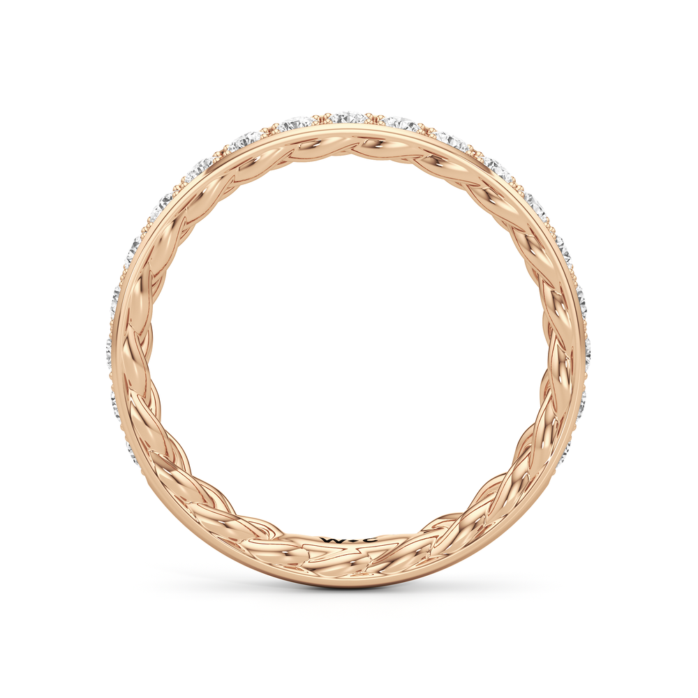 Isabel Braided Diamond Wedding Band with 18KT Rose Gold Cut Diamond in 14KT Rose Gold view 2
