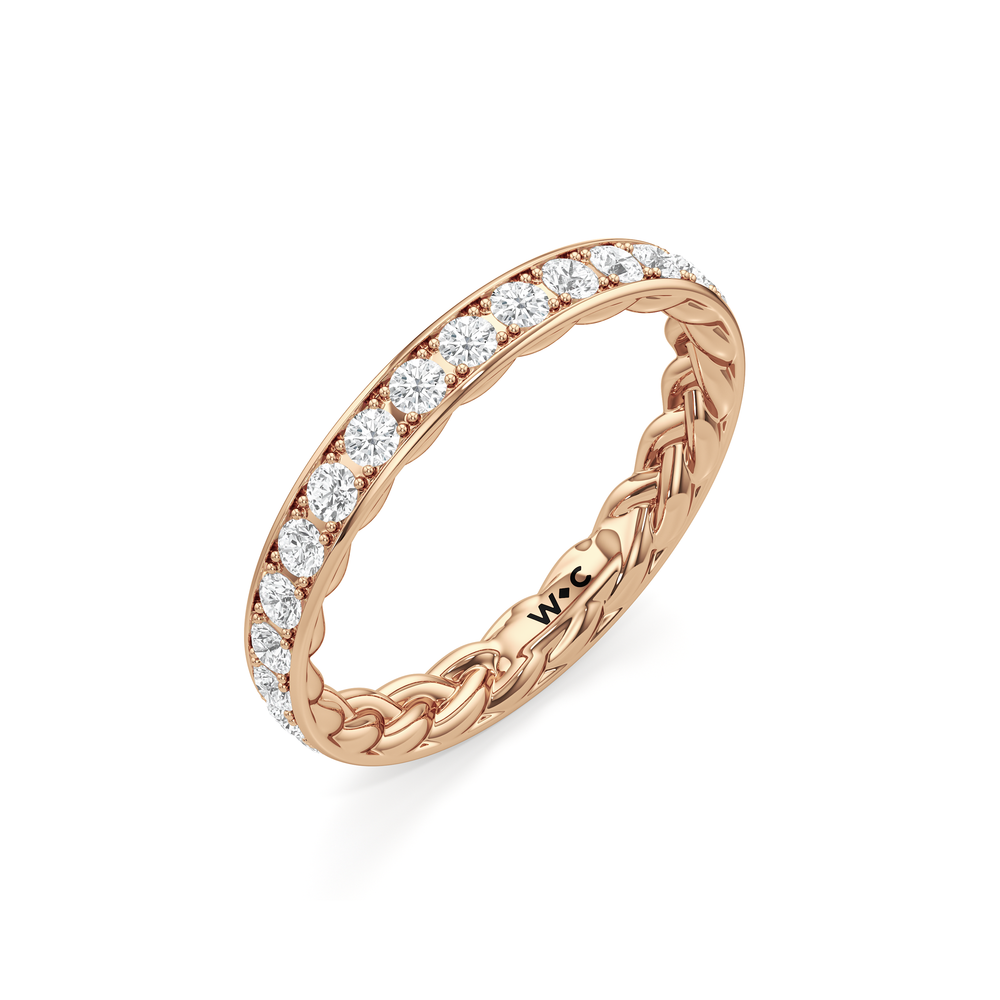 Isabel Braided Diamond Wedding Band with 18KT Rose Gold Cut Diamond in 14KT Rose Gold view 4
