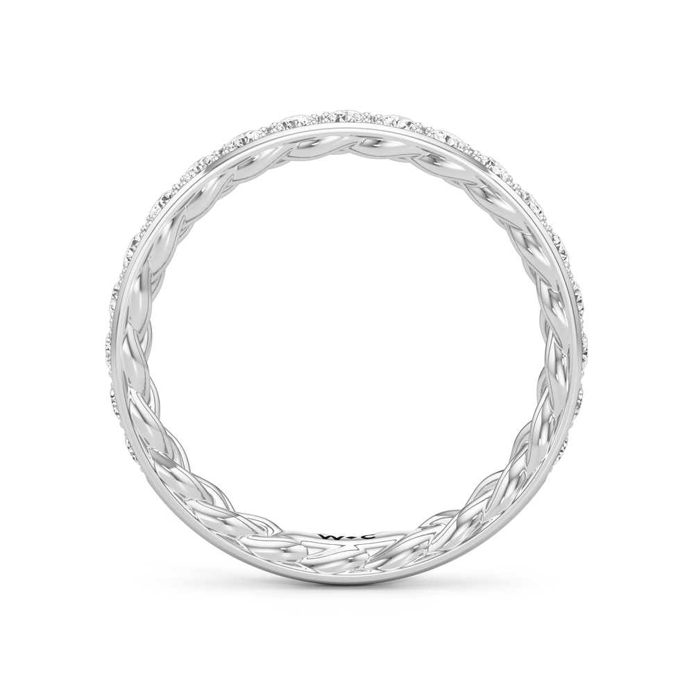 Isabel Braided Diamond Wedding Band with Platinum Cut Diamond in 14KT Platinum view 2
