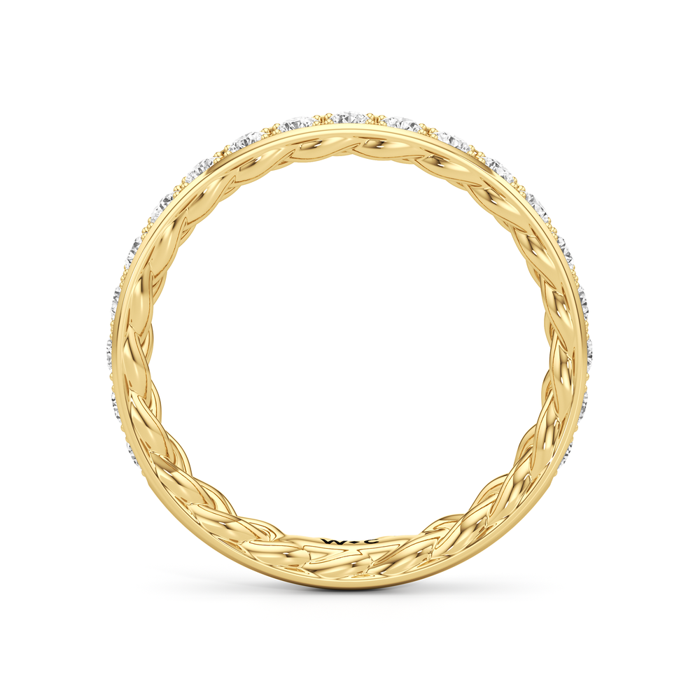 Isabel Braided Diamond Wedding Band with 18KT Yellow Gold Cut Diamond in 14KT Yellow Gold view 2
