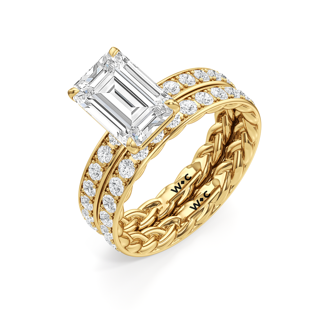 Isabel Braided Engagement Ring with Emerald Cut Diamond in 14KT Yellow Gold view 4
