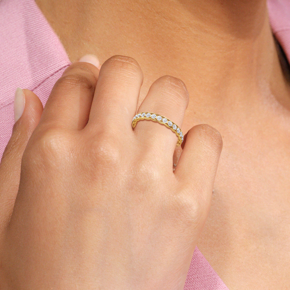 Model Wearing Isabel Braided Diamond Wedding Band view