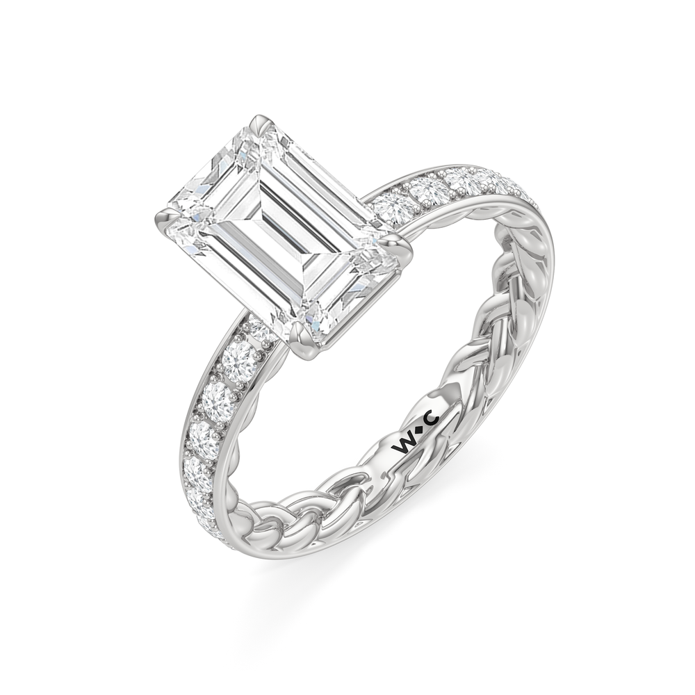 Isabel Braided Engagement Ring with Emerald Cut Diamond in 14KT Platinum view 3
