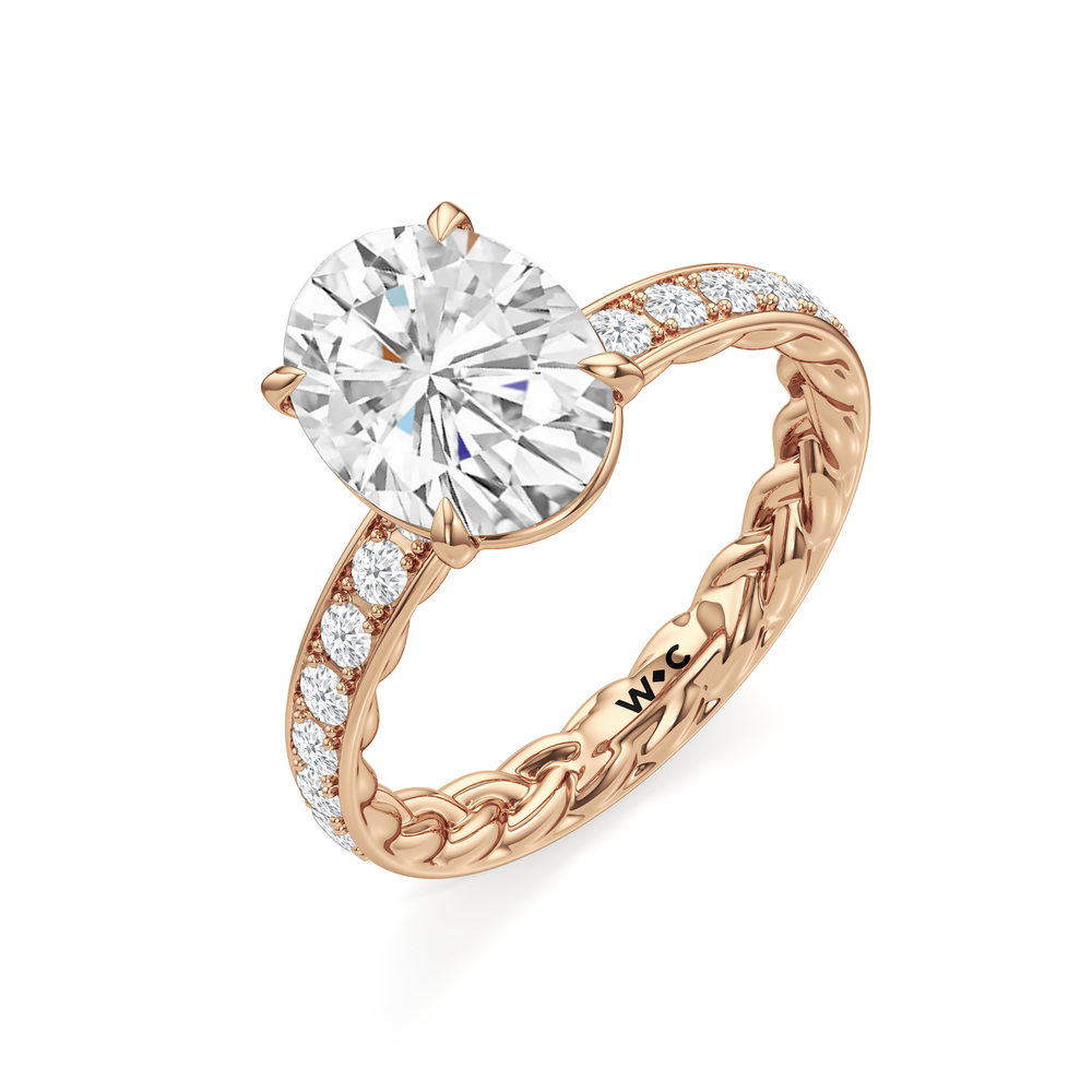 Isabel Braided Engagement Ring with Oval Cut Diamond in 14KT Rose Gold view 3
