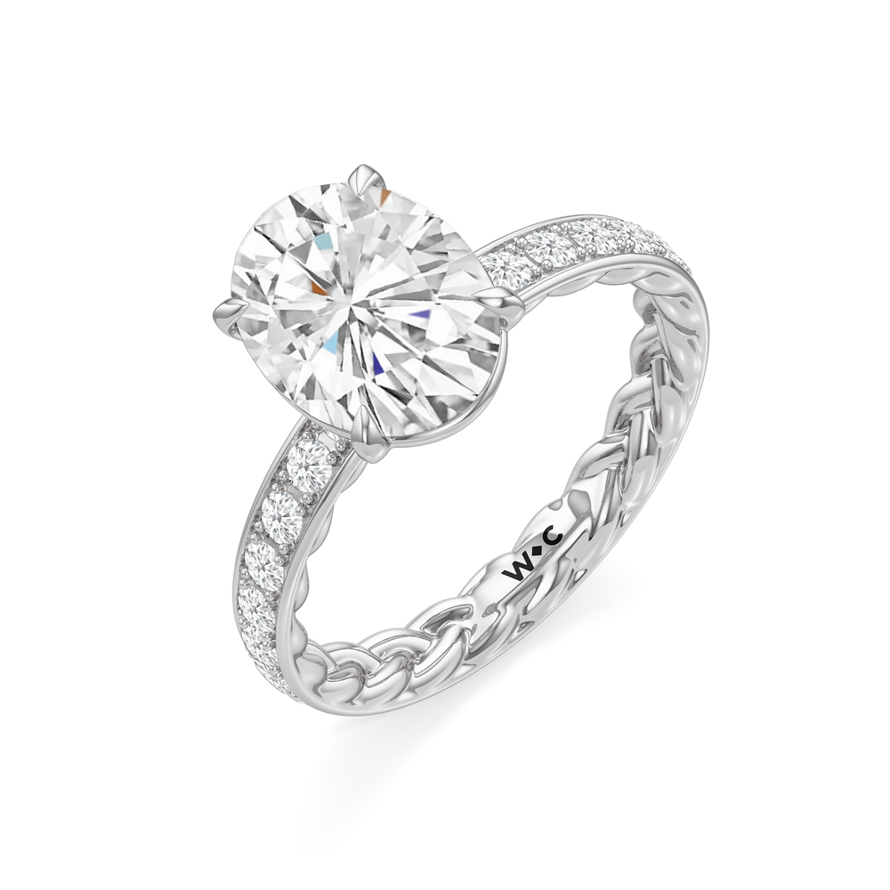 Isabel Braided Engagement Ring with Oval Cut Diamond in 14KT Platinum view 3
